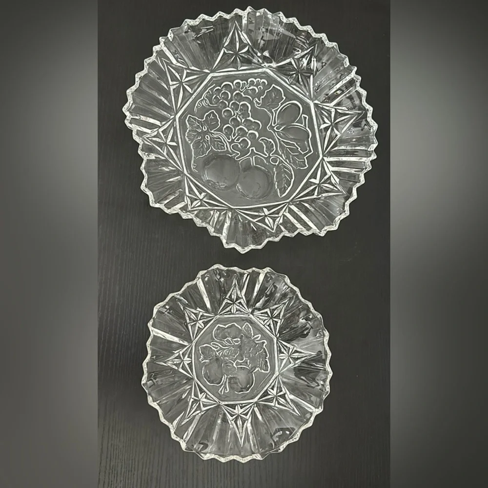Pioneer Vintage Federal Glass Clear Pressed Glass Bowl Set of 2